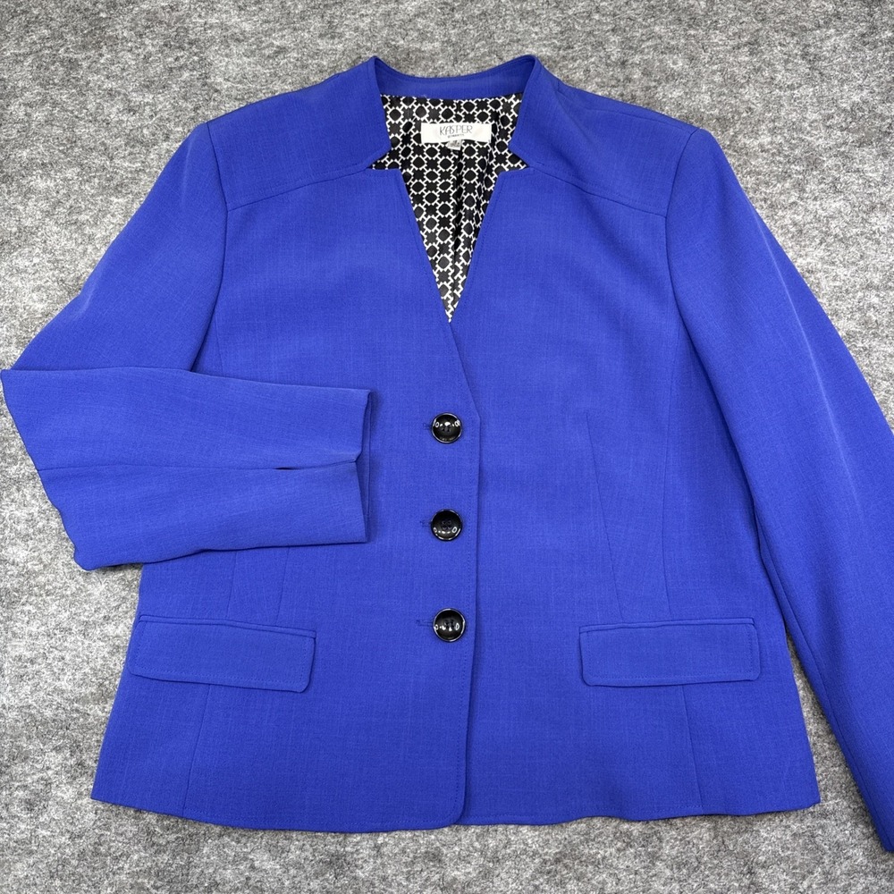 Kasper blazer suit jacket women's 18 blue purple career workwear office wedding